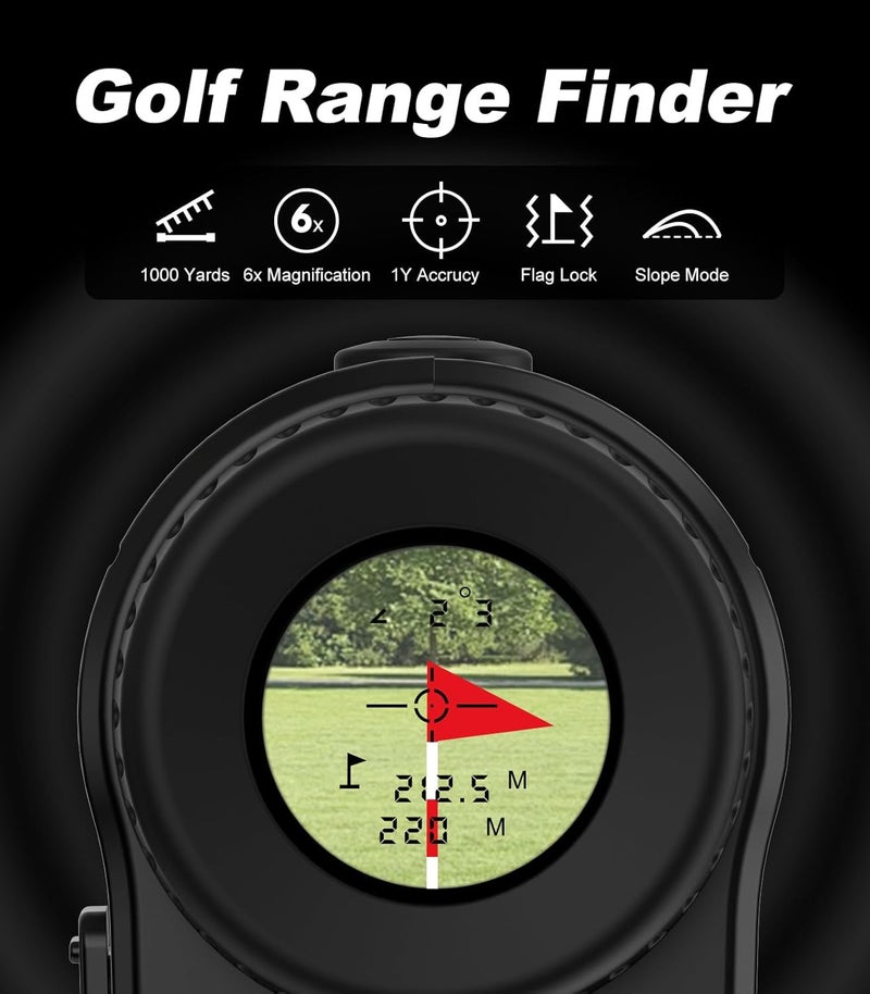 Flagfront Golf Rangefinder with Slope, 1000 Yards Range Finder Golf, 6X Magnification, Flag Locking Vibration, Rechargeable Laser Range Finder - Image 2